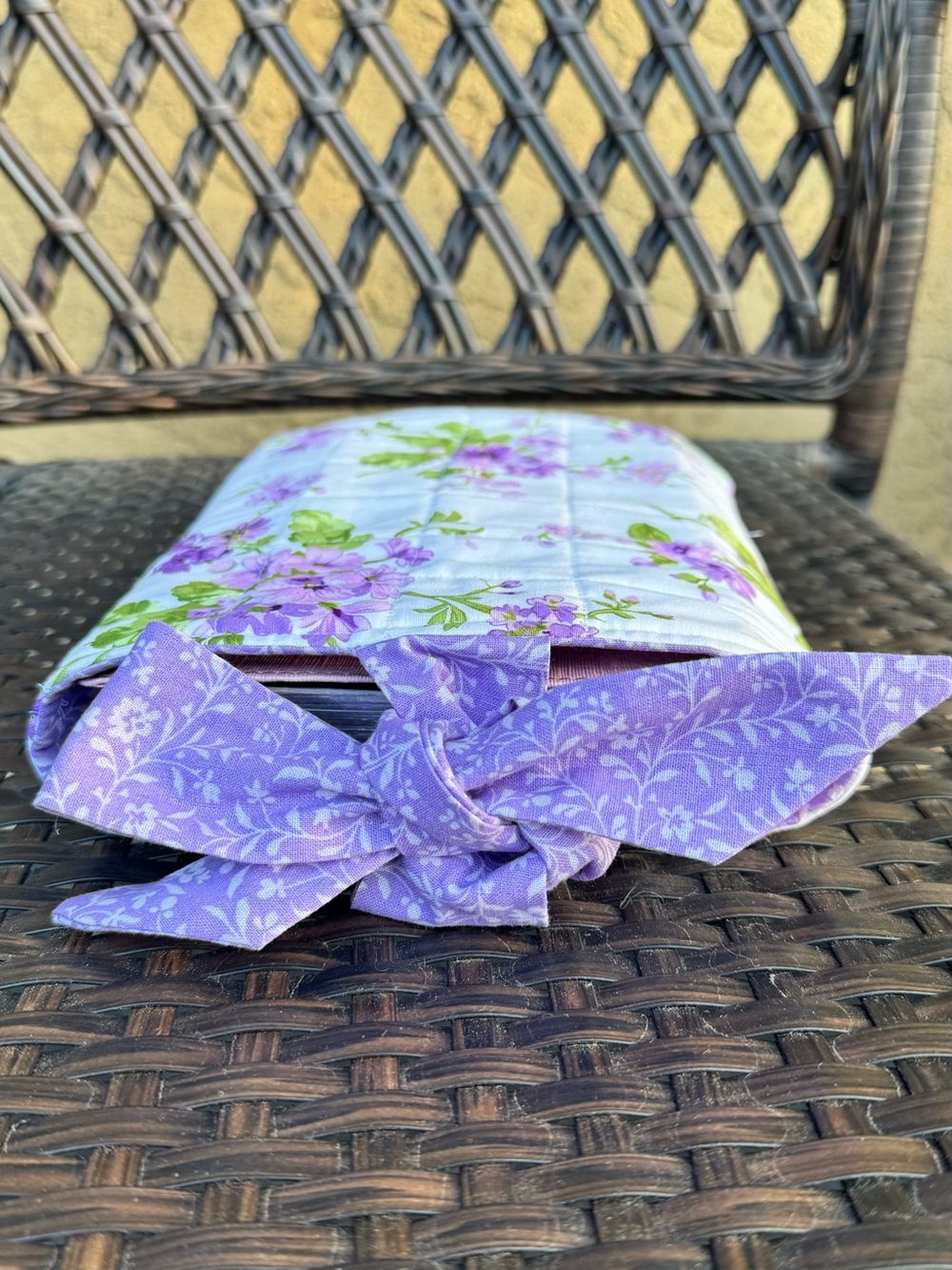 Floral Lavender Quilted Tote with Bow Accent - Picture 4 of 4